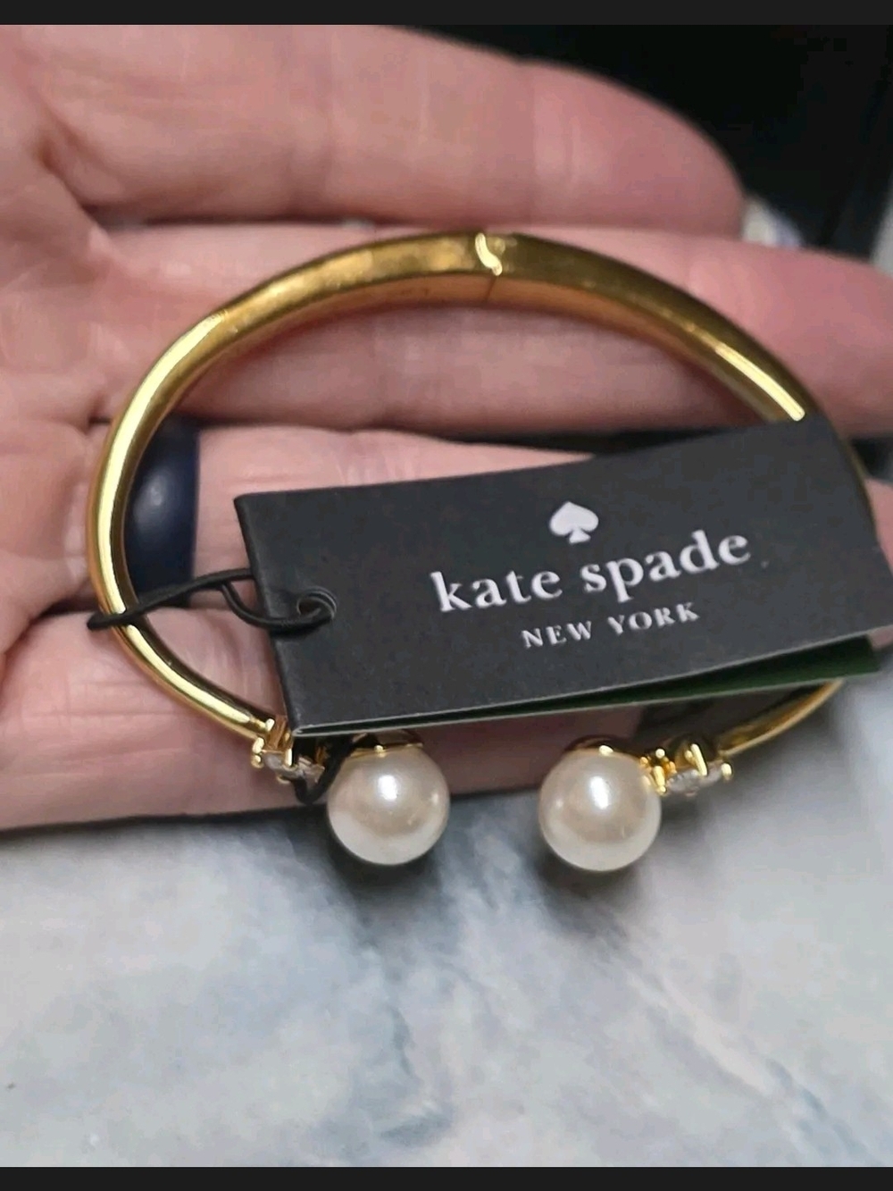 kate spade Gold Bangle with Pearl Endcaps